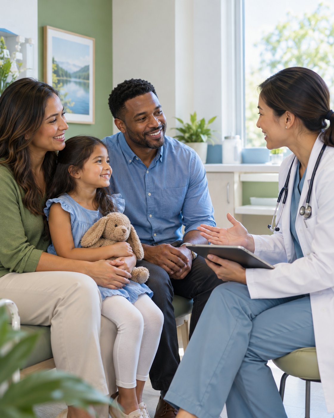 Family receiving personalized primary care at Olive Health and Wellness Clinic